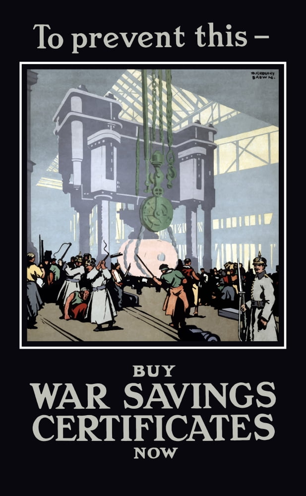 Vintage World War I poster of German soldiers overseeing workers in a factory Canvas Art - John ParrotStocktrek Images (22 x 36)