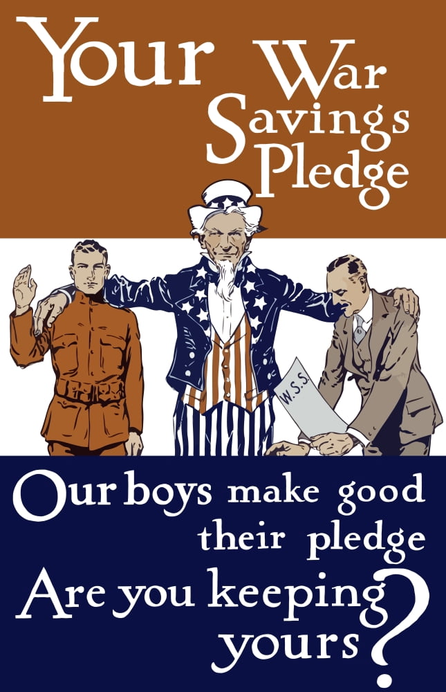 Vintage World War I poster of Uncle Sam Canvas Art - John ParrotStocktrek Images (23 x 36)