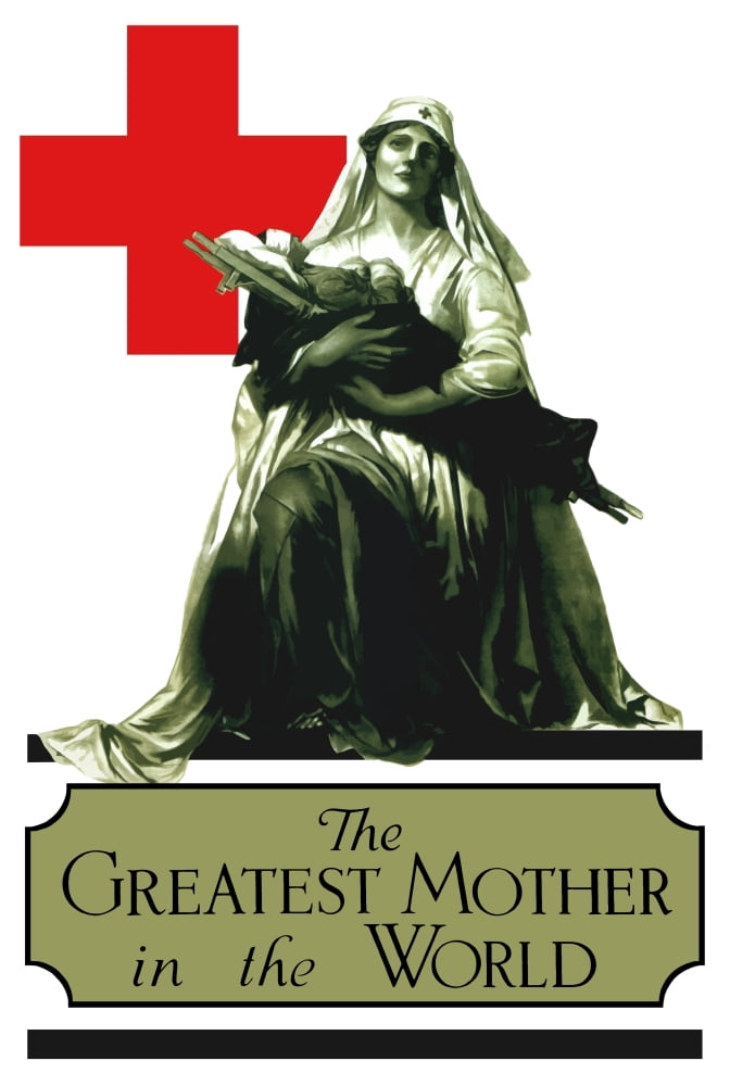 Vintage World War I poster of a Red Cross nurse cradling a wounded soldier Canvas Art - John ParrotStocktrek Images (23 x 35)