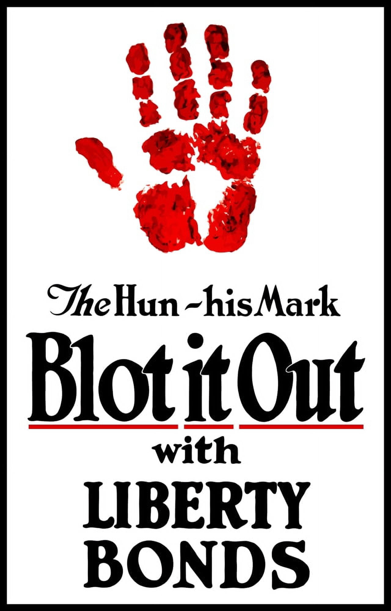 Vintage World War I poster of a bloody hand print Canvas Art - John ParrotStocktrek Images (23 x 36)