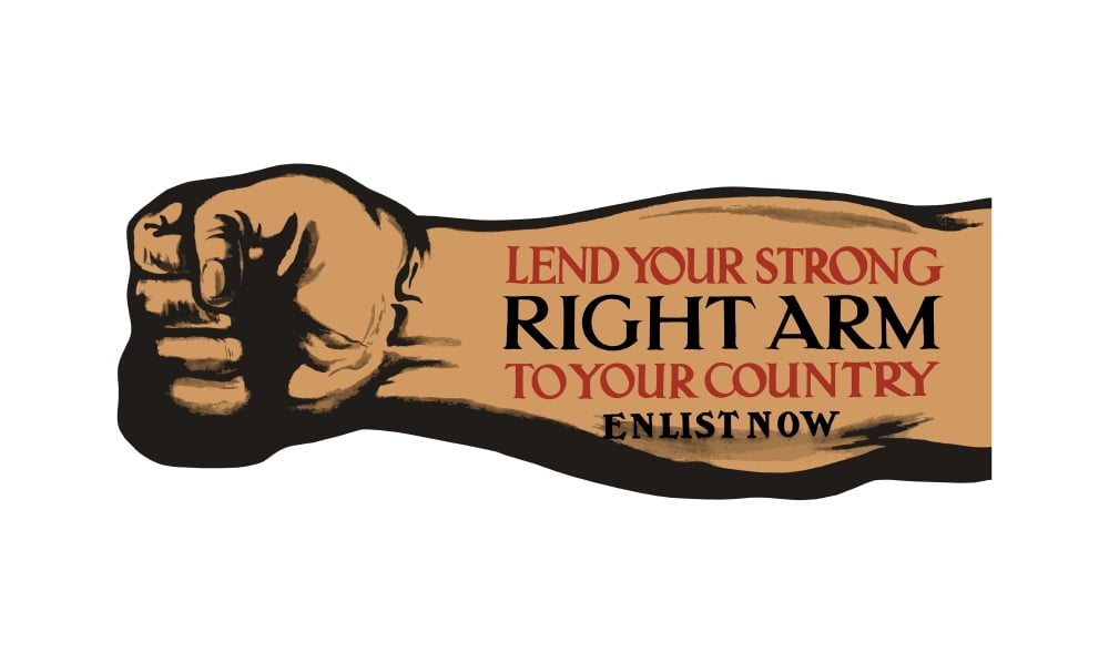 Vintage World War I poster of a clenched fist and a powerful forearm Canvas Art - John ParrotStocktrek Images (19 x 11)
