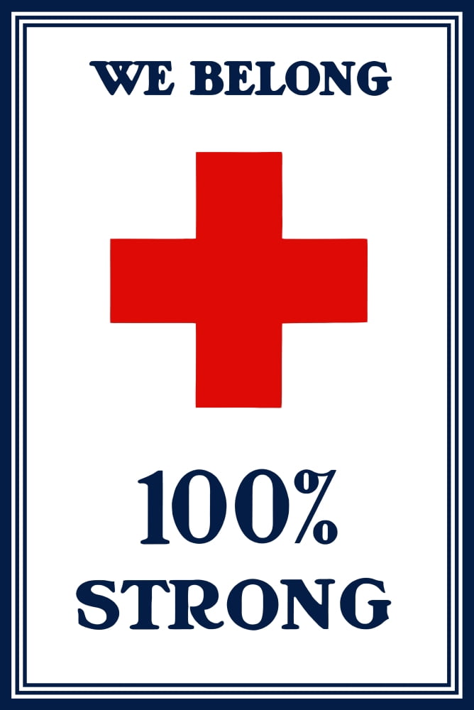 Vintage World War I poster of a large red cross Canvas Art - John ParrotStocktrek Images (12 x 18)