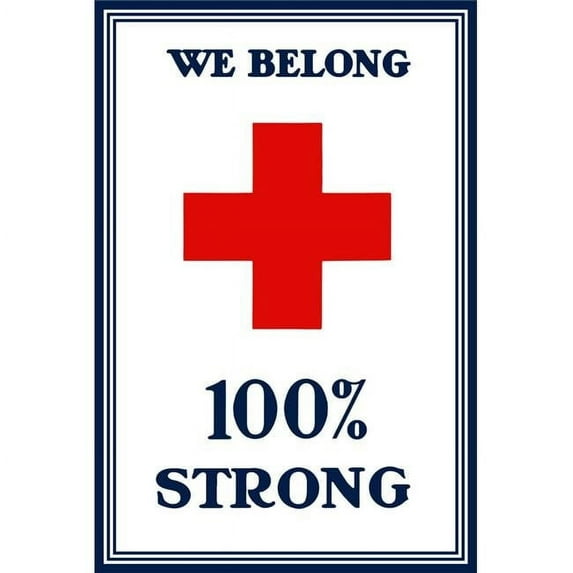 Vintage World War I poster of a large red cross Poster Print