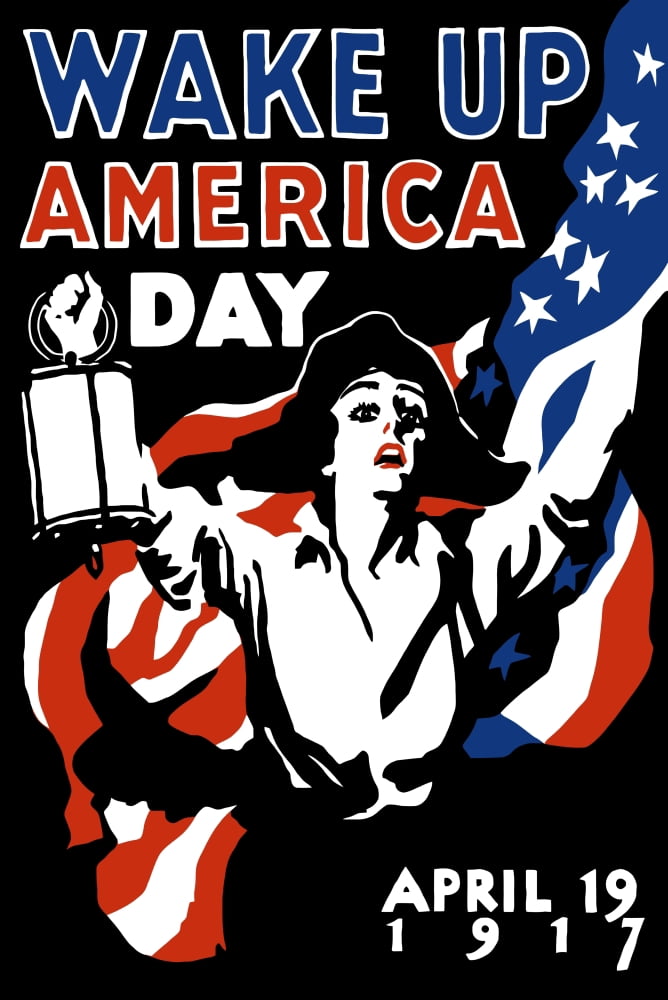 Vintage World War I poster of a minuteman holding a lantern Canvas Art - John ParrotStocktrek Images (12 x 18)