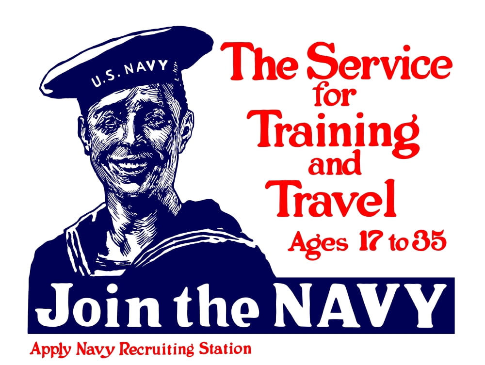 Vintage World War I poster of a smiling US sailor Canvas Art - John ParrotStocktrek Images (33 x 25)