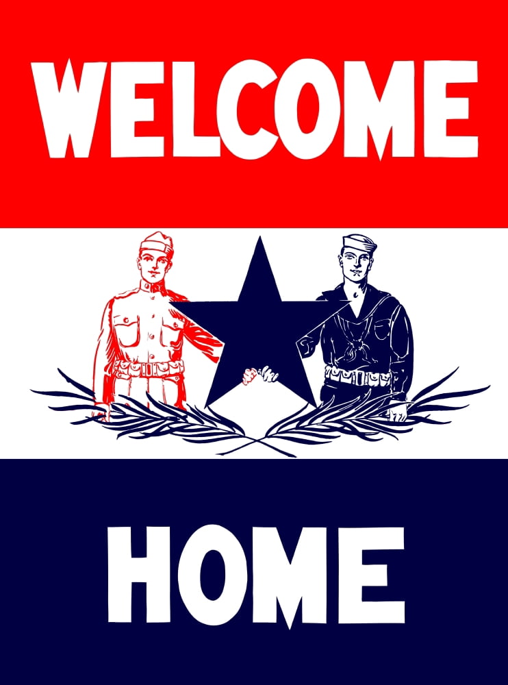 Vintage World War I poster of a soldier and a sailor holding a star Canvas Art - John ParrotStocktrek Images (12 x 17)