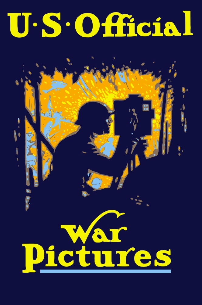 Vintage World War I poster of a soldier filming a battlefield Canvas Art - John ParrotStocktrek Images (23 x 35)
