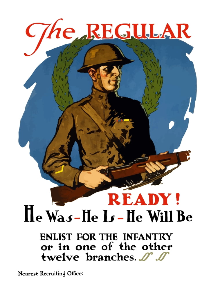 Vintage World War I poster of an American infantryman holding his rifle Canvas Art - John ParrotStocktrek Images (25 x 33)