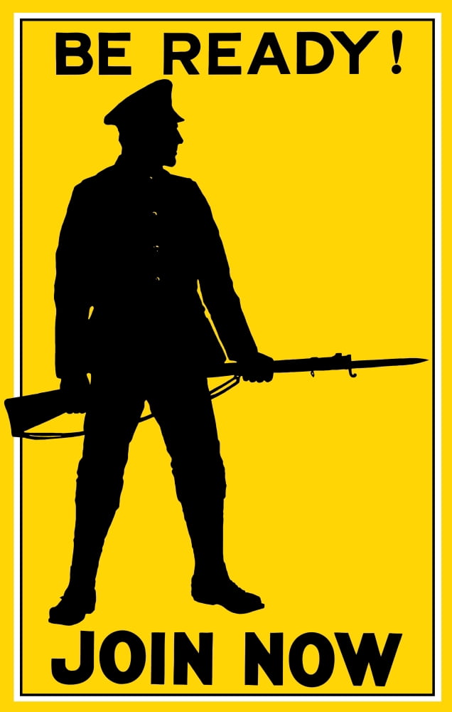 Vintage World War I poster showing the silhouette of a soldier holding his rifle Canvas Art - John ParrotStocktrek Images (23 x 35)