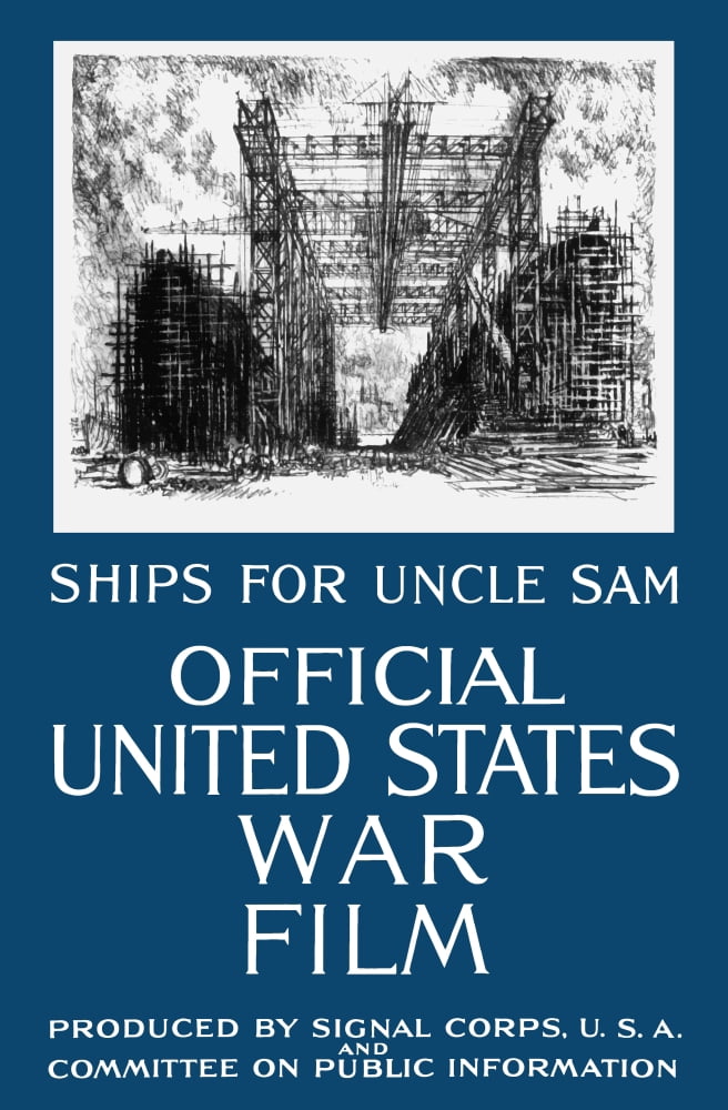 Vintage World War I propaganda poster featuring a navy shipyard Canvas Art - John ParrotStocktrek Images (12 x 18)