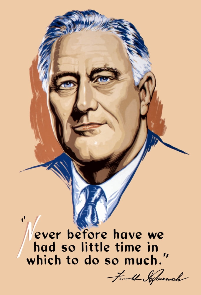 Vintage World War II artwork of President Franklin Delano Roosevelt Canvas Art - John ParrotStocktrek Images (24 x 35)