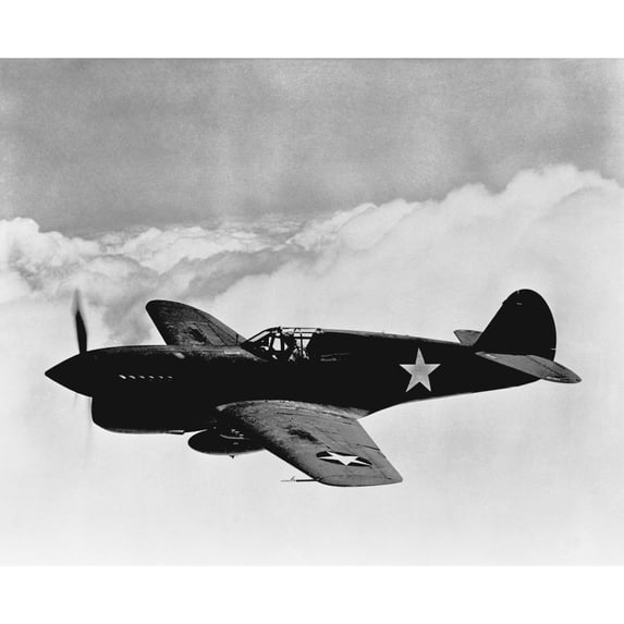 Vintage World War II photo of a P-40 fighter plane Poster Print