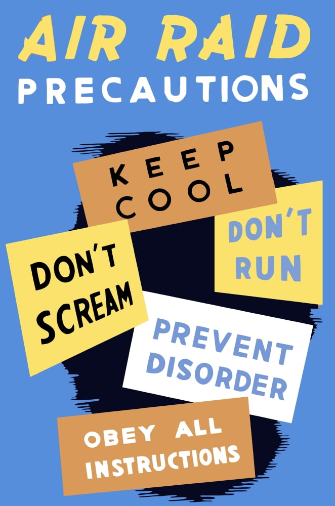 Vintage World War II poster featuring a blue background and five different signs Canvas Art - John ParrotStocktrek Images (23 x 35)
