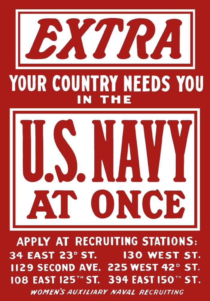 Vintage World War II poster is a plea for Navy recruits Canvas Art - John ParrotStocktrek Images (12 x 17)