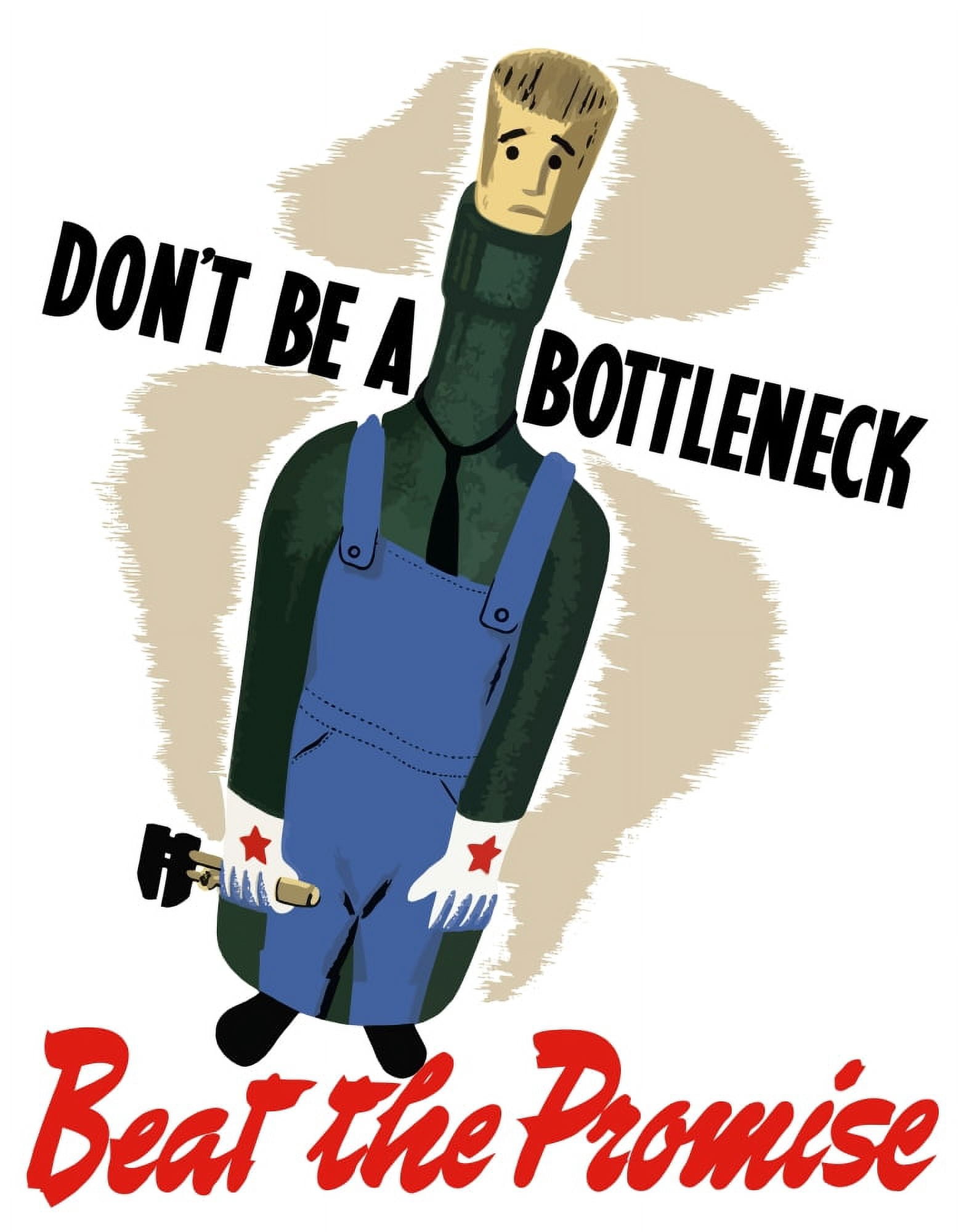 Vintage World War II poster of a bottle dressed in coveralls and holding a wrench Canvas Art - John ParrotStocktrek Images (25 x 32)