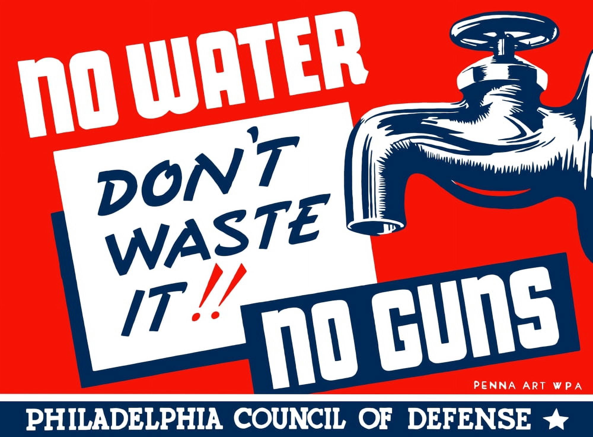 Vintage World War II poster of a giant water tap Canvas Art - John ParrotStocktrek Images (17 x 13)