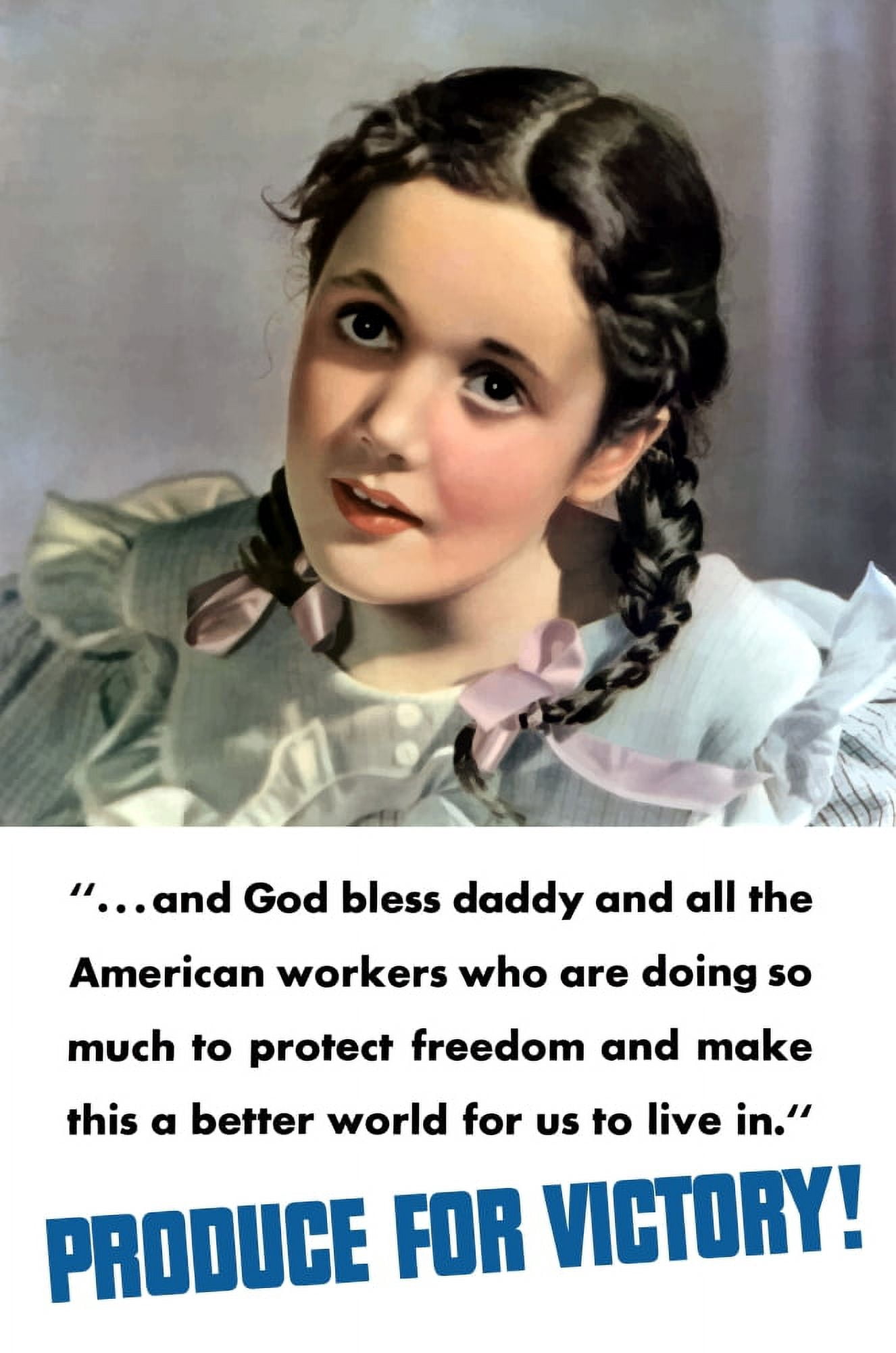 Vintage World War II poster of a little girl with braided hair Canvas Art - John ParrotStocktrek Images (23 x 35)