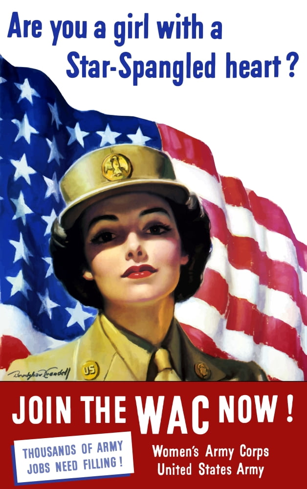 Vintage World War II poster of a member of The Womens Army Corps Canvas Art - John ParrotStocktrek Images (12 x 18)
