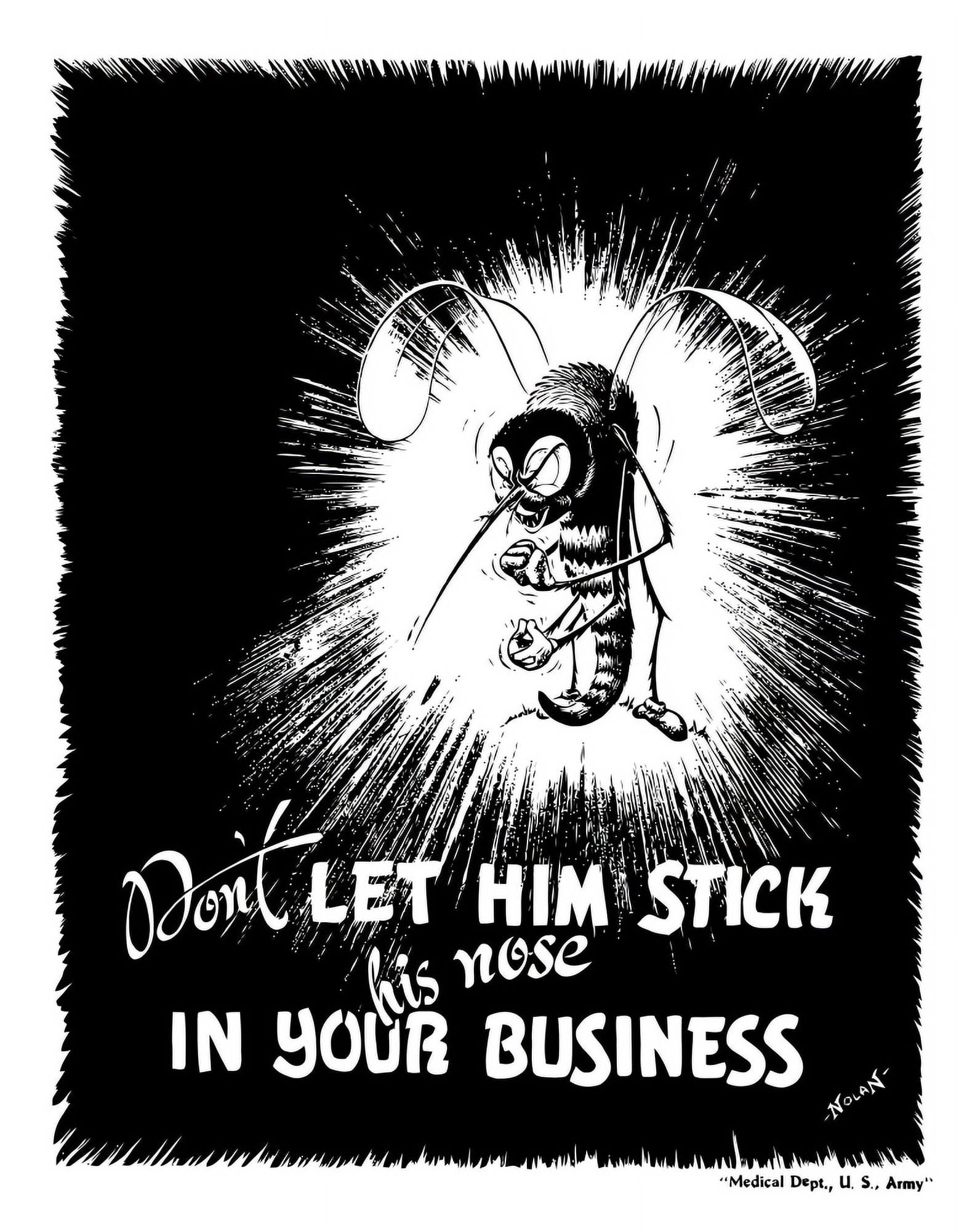 Vintage World War II poster of a menacing cartoon mosquito Canvas Art - John ParrotStocktrek Images (13 x 16)