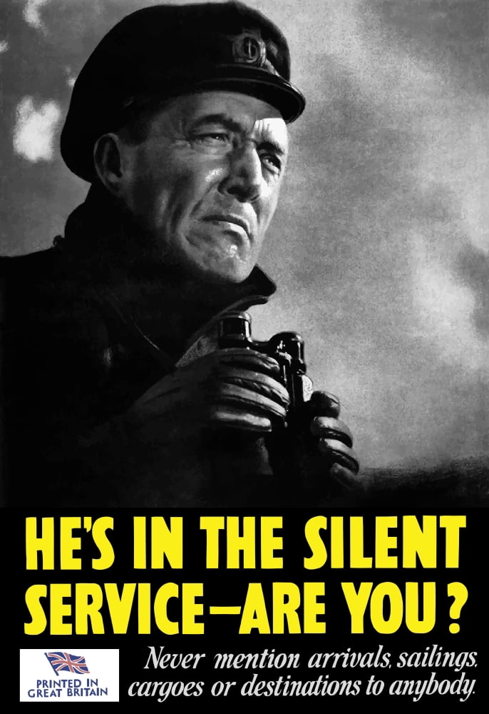 Vintage World War II poster of a naval officer holding binoculars while on the lookout Canvas Art - John ParrotStocktrek Images (12 x 17)