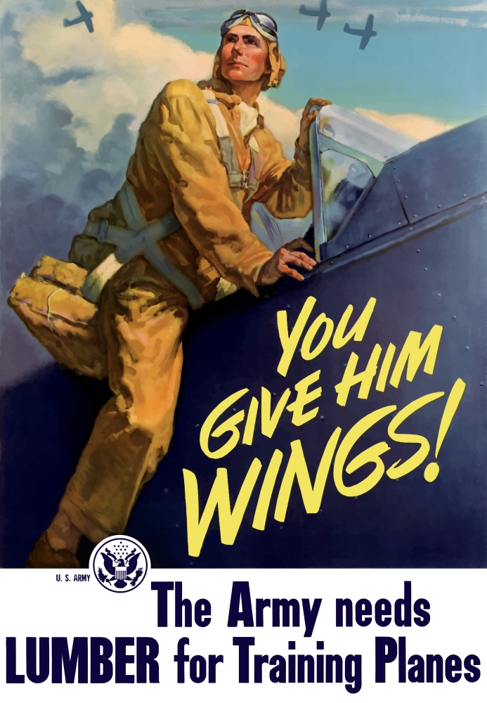 Vintage World War II poster of a pilot getting into his plane Canvas Art - John ParrotStocktrek Images (24 x 34)