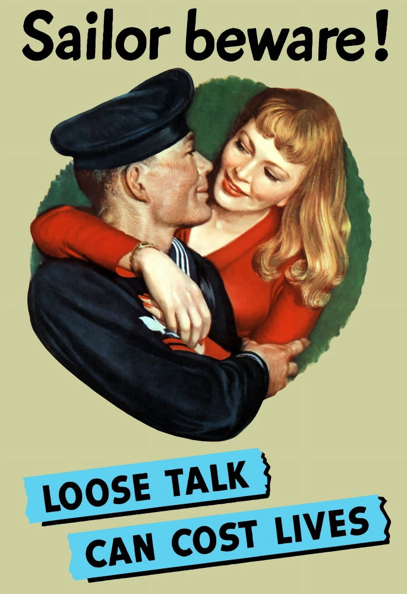 Vintage World War II poster of a sailor and a girl hugging Canvas Art - John ParrotStocktrek Images (24 x 35)