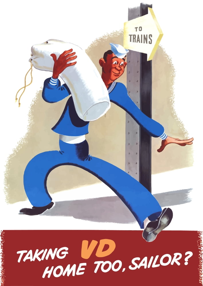 Vintage World War II poster of a sailor heading home Canvas Art - John ParrotStocktrek Images (24 x 34)