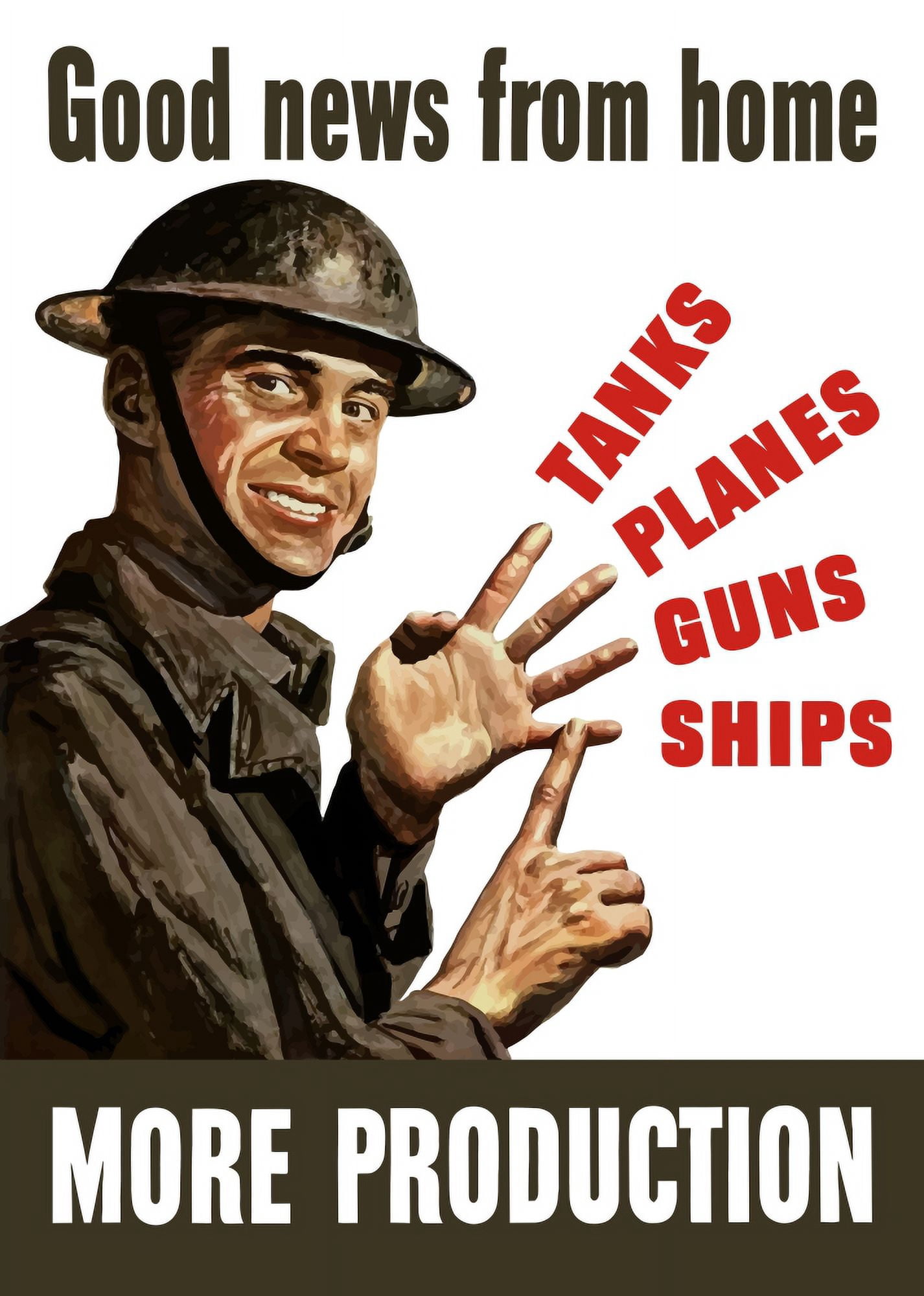 Vintage World War II poster of a soldier counting on his fingers Canvas Art - John ParrotStocktrek Images (24 x 34)