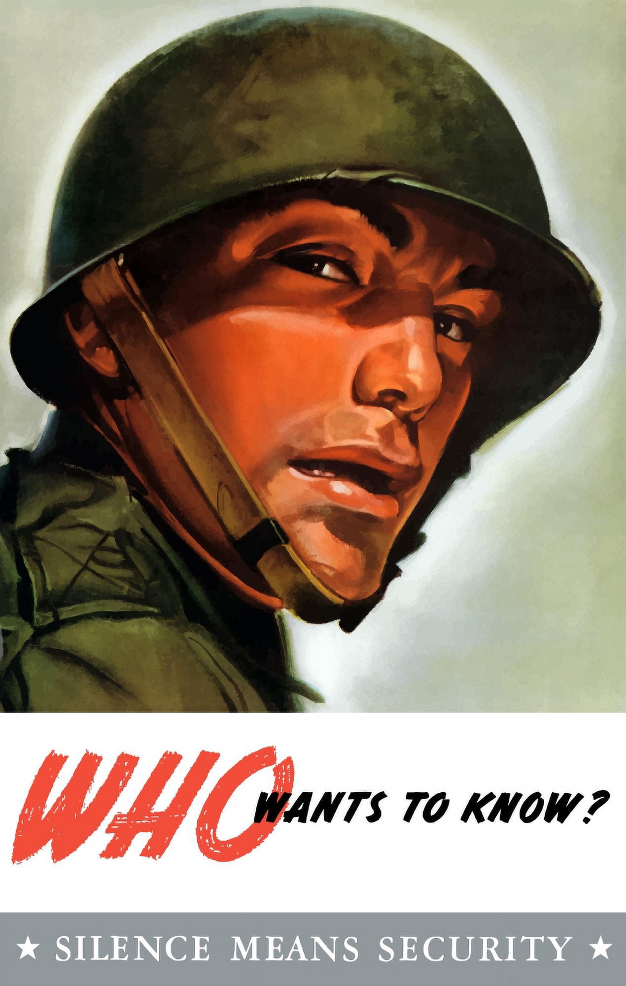 Vintage World War II poster of a soldier wearing his helmet Canvas Art - John ParrotStocktrek Images (23 x 36)