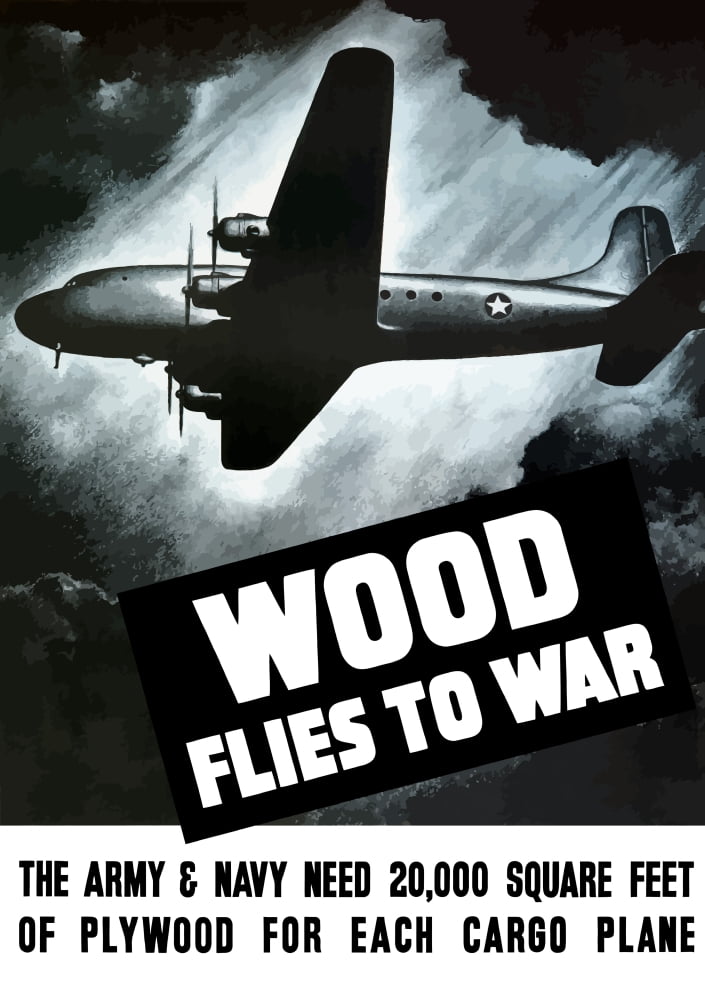 Vintage World War II poster of an Army cargo plane flying through the night sky Canvas Art - John ParrotStocktrek Images (12 x 17)