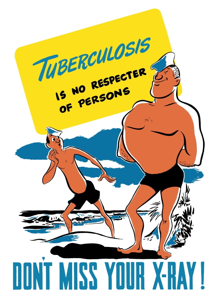 Vintage World War II poster of two sailors on the beach one muscular one skinny Canvas Art - John ParrotStocktrek Images (24 x 34)