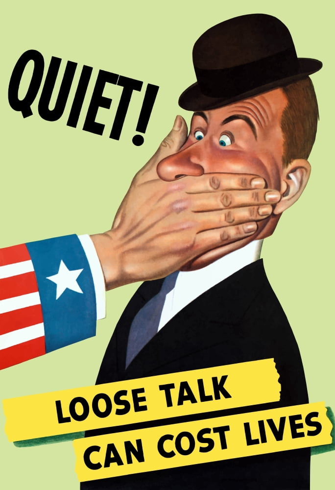 Vintage World War II poster showing the hand of Uncle Sam covering the