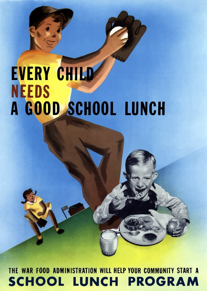 Vintage World War II poster showing healthy and active children Canvas Art - John ParrotStocktrek Images (12 x 17)