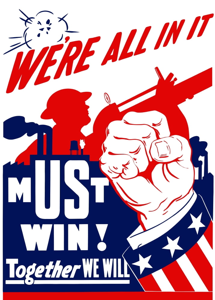 Vintage World War II propaganda poster Canvas Art - John ParrotStocktrek Images (12 x 17)