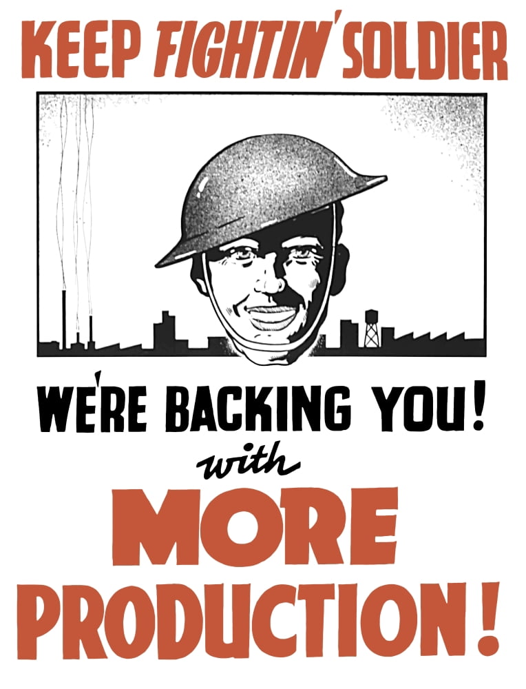 Vintage World War II propaganda poster Canvas Art - John ParrotStocktrek Images (13 x 16)