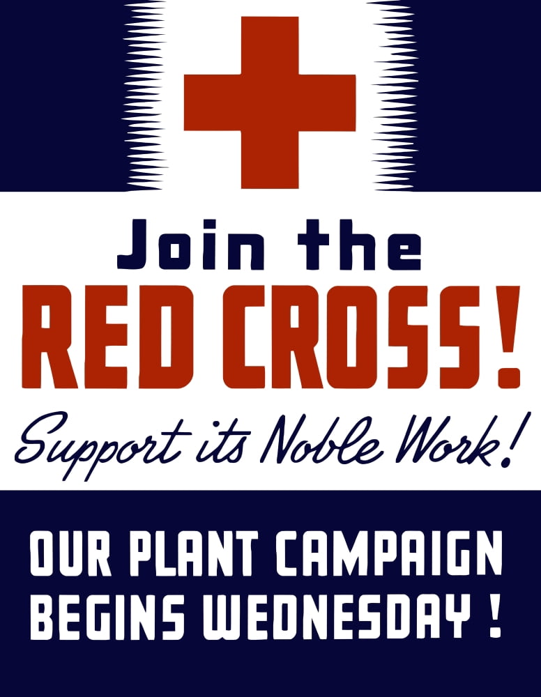 Vintage World War II propaganda poster featuring a Red Cross Canvas Art - John ParrotStocktrek Images (25 x 32)