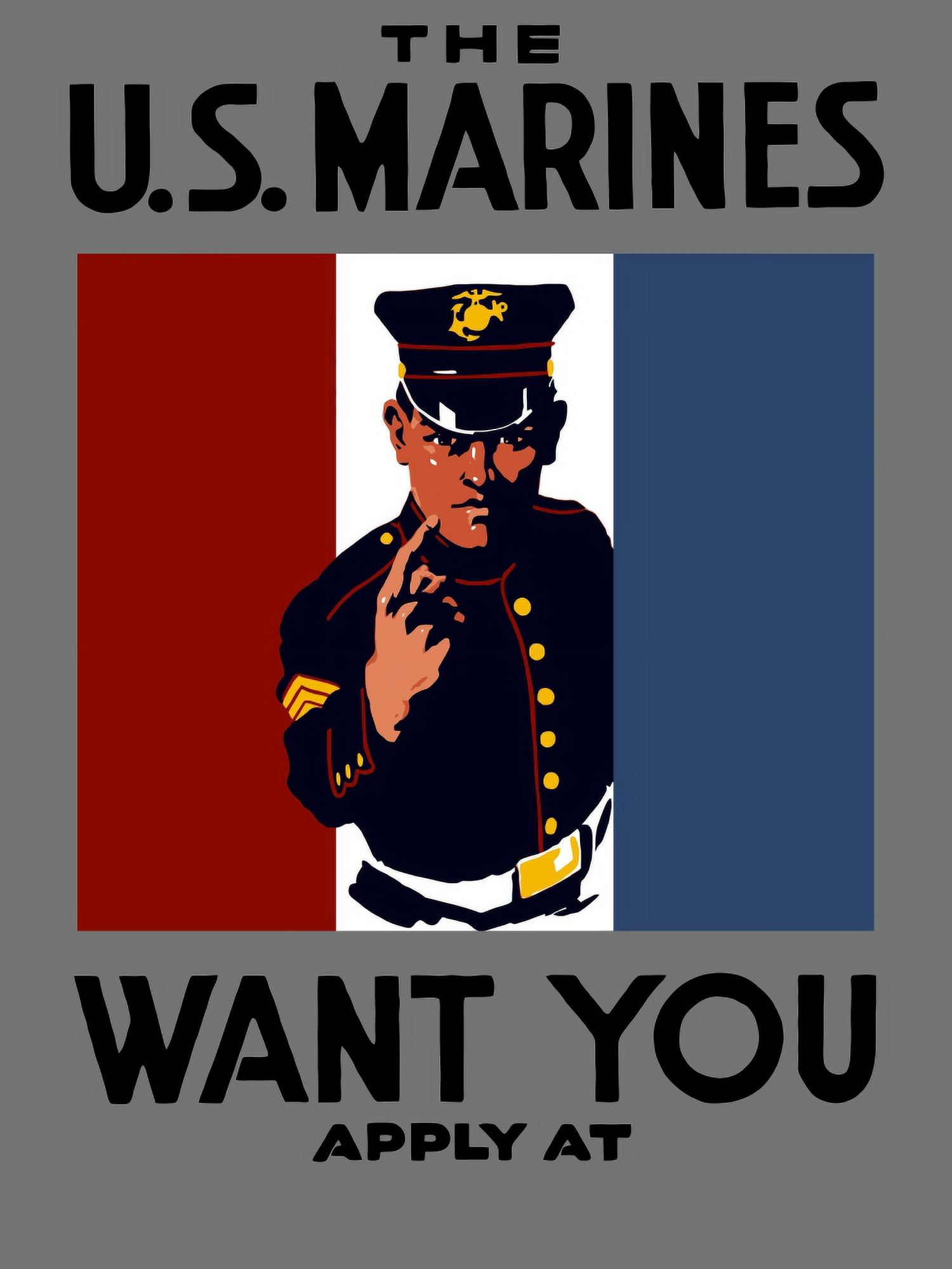 Vintage World War One poster of a Marine wearing his dress blues Canvas Art - John ParrotStocktrek Images (25 x 33)