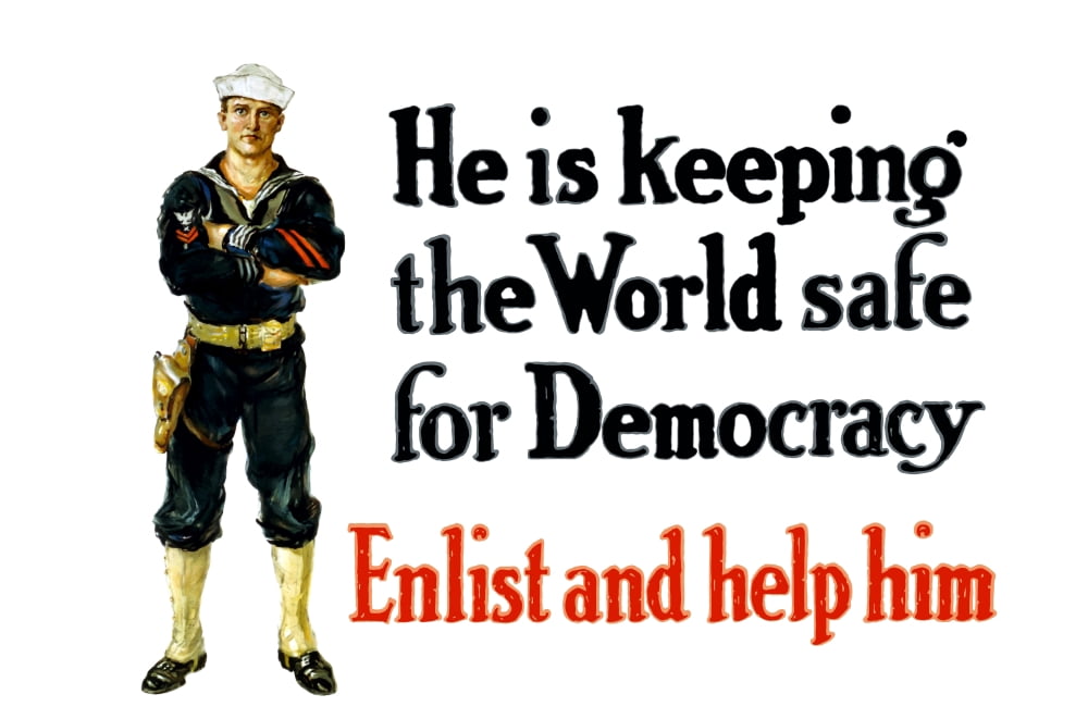 Vintage World War One poster of a sailor standing with his arms crossed Canvas Art - John ParrotStocktrek Images (18 x 12)