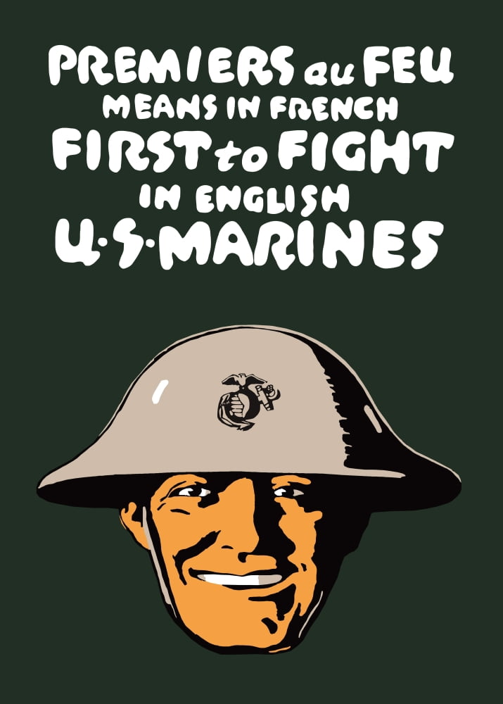Vintage World War One poster of a smiling Marine Canvas Art - John ParrotStocktrek Images (12 x 17)