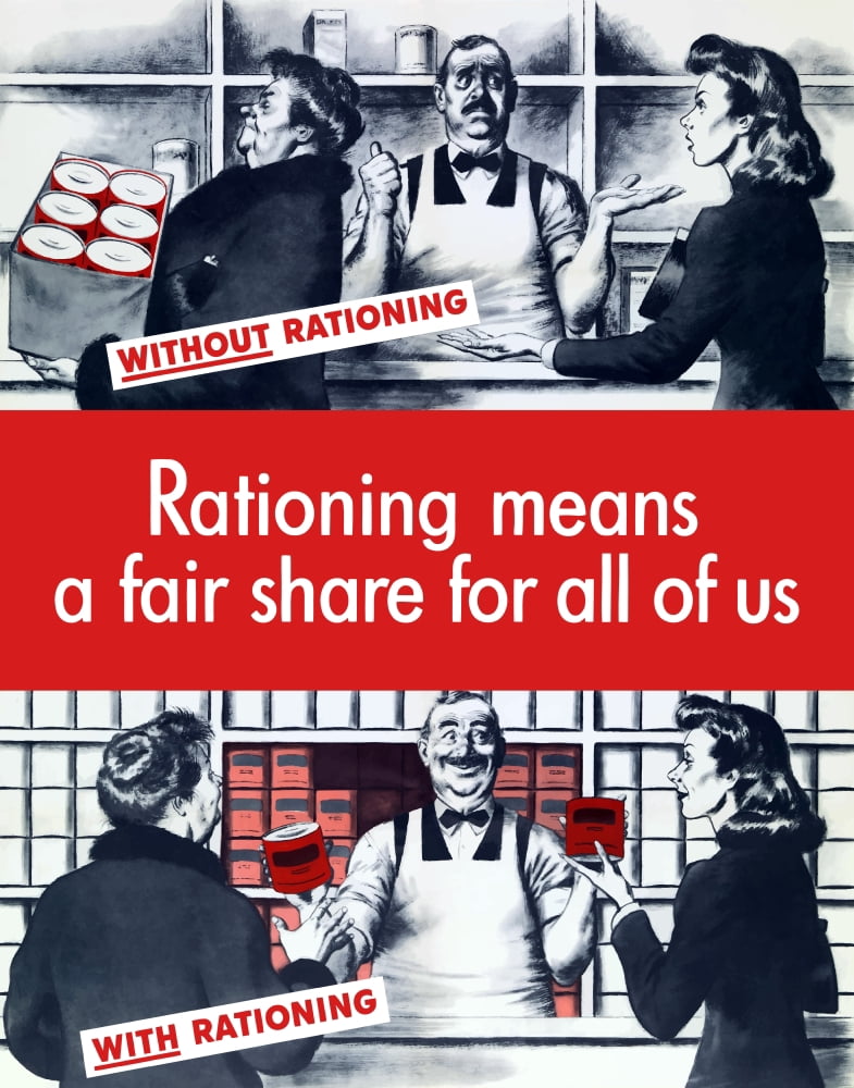 Vintage World War Two poster demonstrating food rationing Canvas Art - John ParrotStocktrek Images (26 x 32)