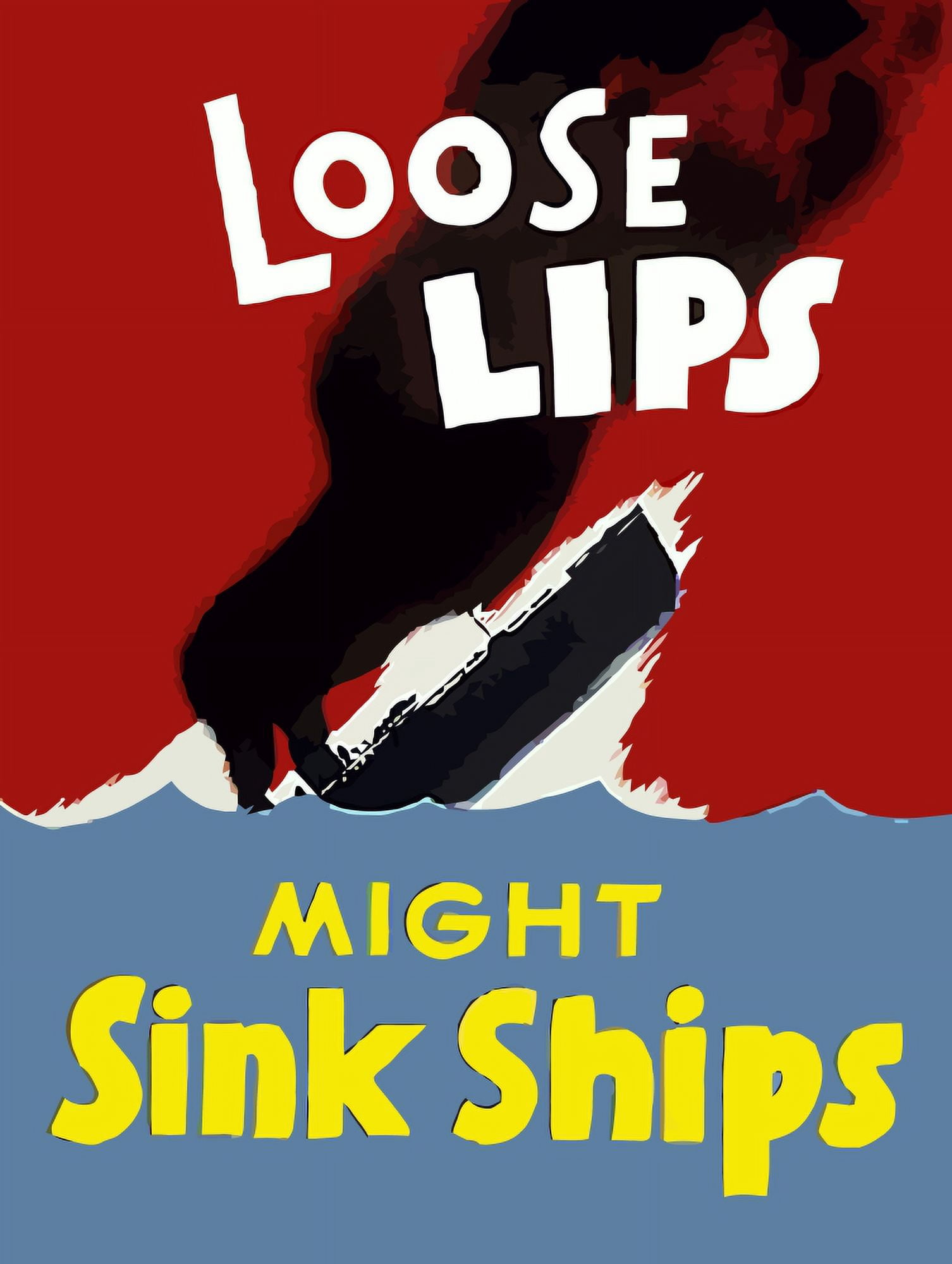 Vintage World War Two poster of a sinking ship in the ocean Canvas Art - John ParrotStocktrek Images (13 x 17)