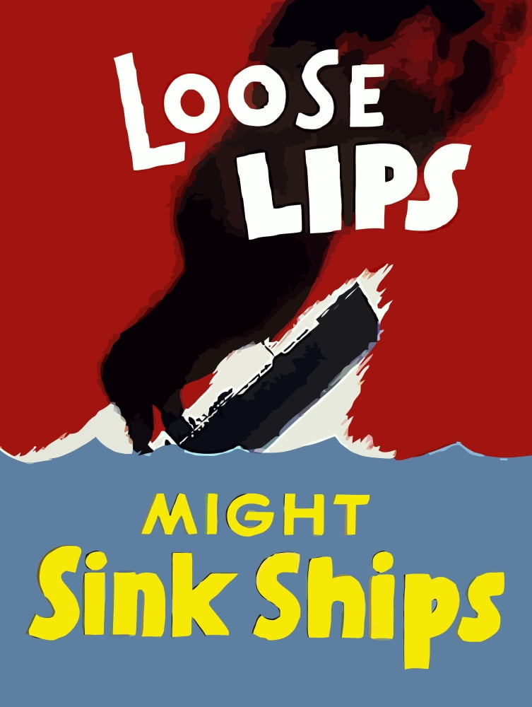 Vintage World War Two poster of a sinking ship in the ocean Canvas Art - John ParrotStocktrek Images (25 x 33)