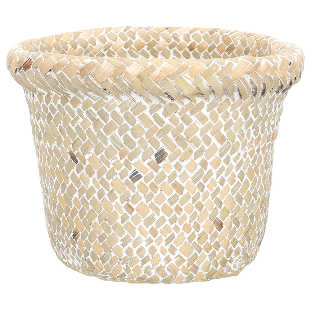 Vintage Woven Bucket Wastepaper Bin Woven Trash Can Laundry Basket Home Woven Basket