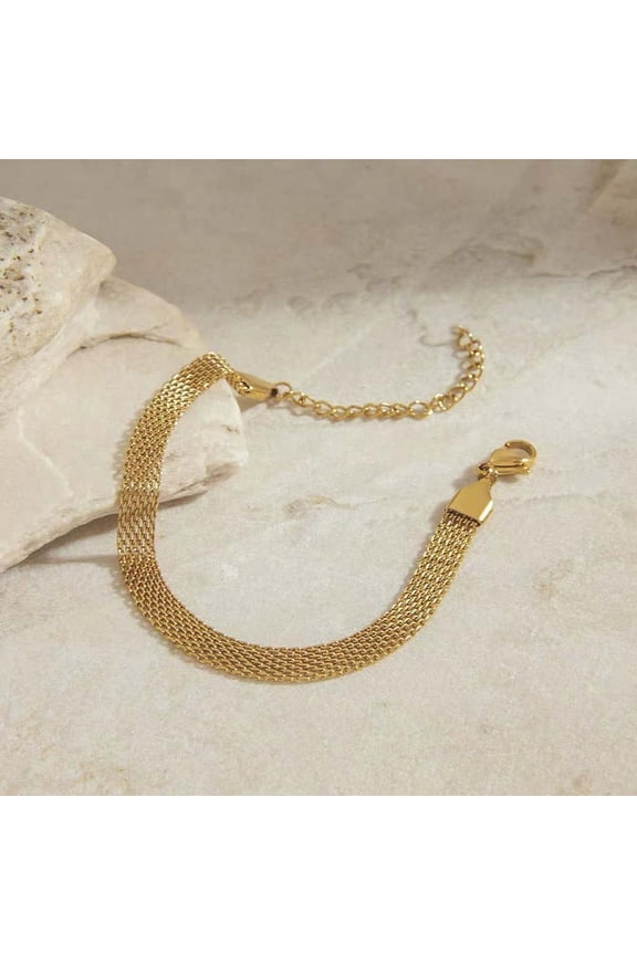 Vintage Woven Strap Bracelet Stainless Steel Watch Strap Bracelets for Women Daily Simple Versatile High-end Jewelry Girls' Gifts