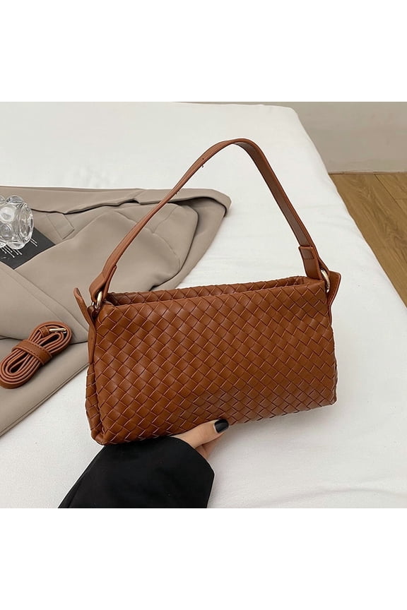 Vintage Woven Texture Shoulder Bag for Women, Stylish PU Crossbody Bag - Trendy 2025 Spring Casual Daily Matching Bag with Adjustable Strap