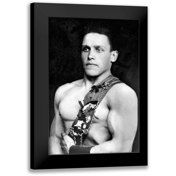 Vintage Wrestler 11x14 Black Modern Framed Museum Art Print Titled - Russian Wrestler with Medals