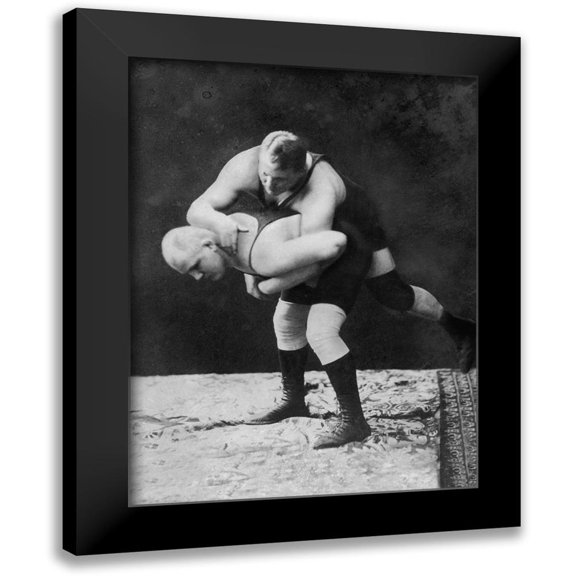Vintage Wrestler 12x14 Black Modern Framed Museum Art Print Titled - Trap and Roll Takedown