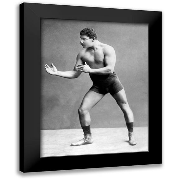Vintage Wrestler 12x14 Black Modern Framed Museum Art Print Titled - Wrestling Ready Stance
