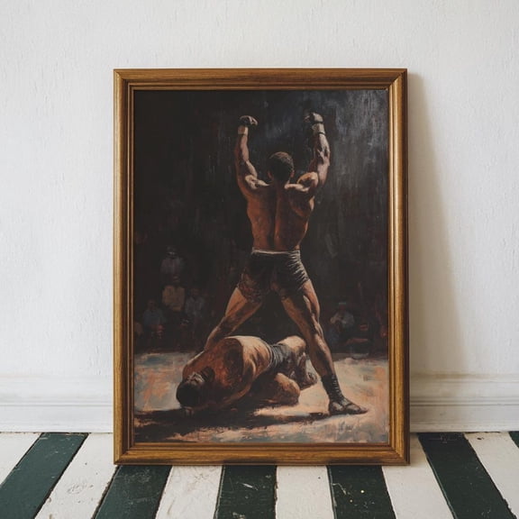 Vintage Wrestling Wall Art Champion Wrestler Match Athlete Motivation Decor