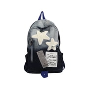 9538 Vintage Y2K Grunge Backpack - Gothic Star Denim Bookbag with Stars Y2K Korean Casual Denim Backpack Fashion Star Pattern Large  main image 4